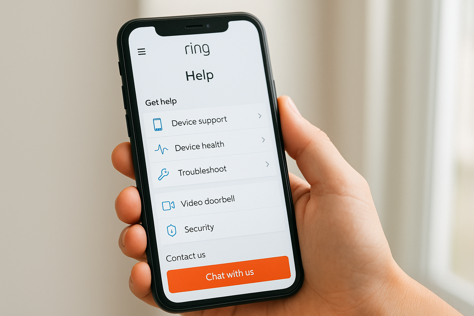 Using the Ring app for support